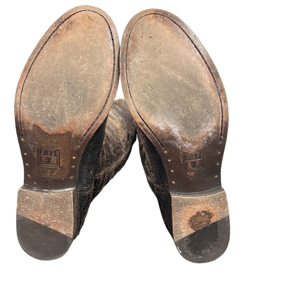 FRYE | Melissa Button Riding Boots in Chocolate Glaze Vintage Distressed 7.5 - Picture 5 of 16